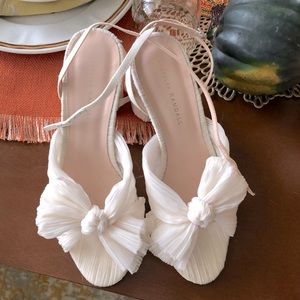 Loeffler Randall Camellia Bow Heels Ivory Pearl